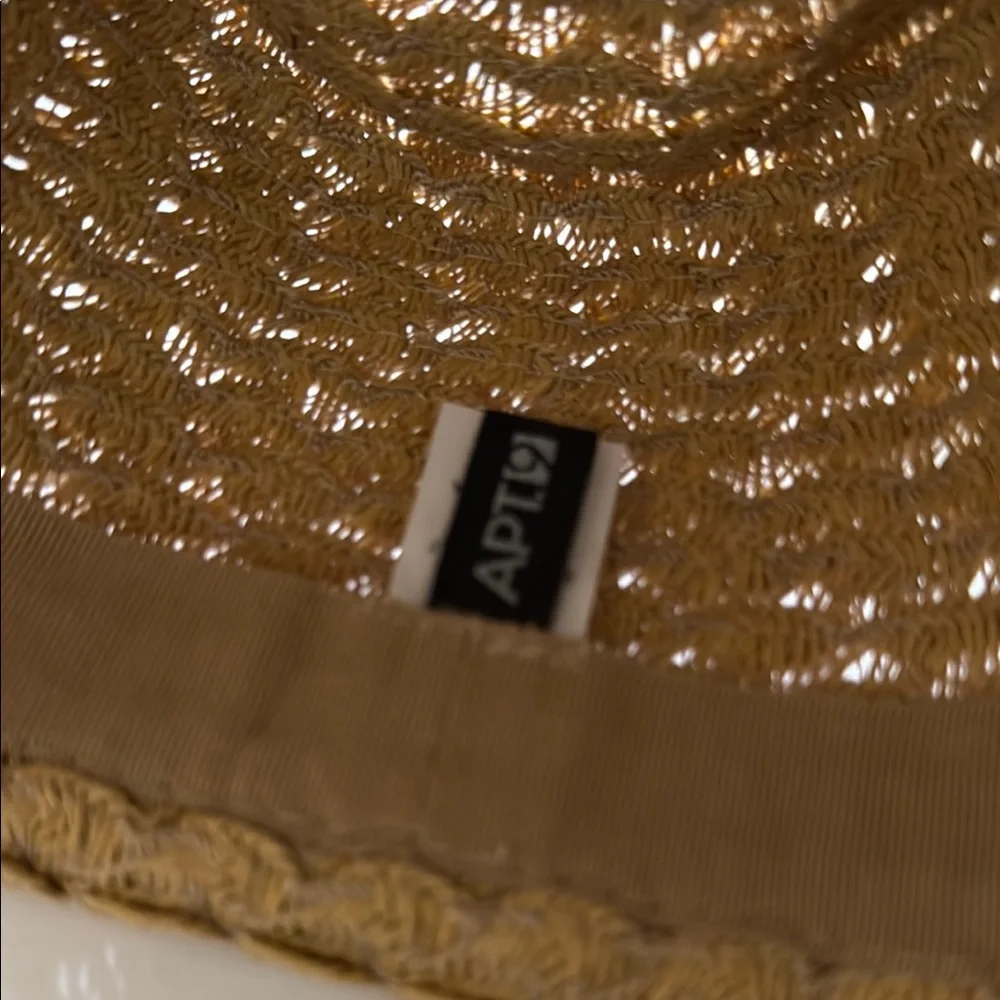 APT 9 Womens Woven Straw Fedora Hat Tan With Black Band Summer Like New